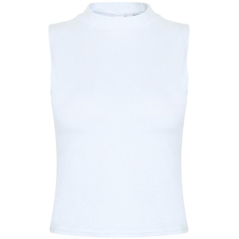 Women's high neck crop vest White
