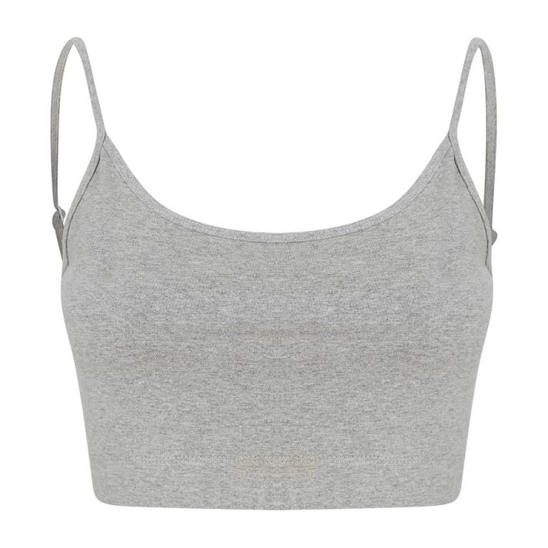 Women's sustainable fashion cropped cami top with adjustable straps Heather Grey