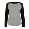 Women's long sleeve baseball t-shirt Heather Grey/Black