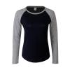 Women's long sleeve baseball t-shirt Oxford Navy/Heather Grey