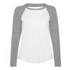 Women's long sleeve baseball t-shirt White/Heather Grey