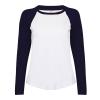 Women's long sleeve baseball t-shirt White/Oxford Navy