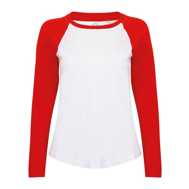 Women's long sleeve baseball t-shirt White/Red