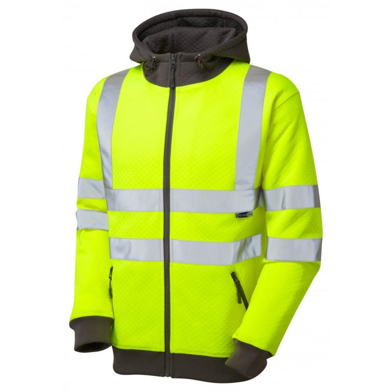 Saunton ISO 20471 Cl 3 Full Zip Hooded Sweatshirt Yellow