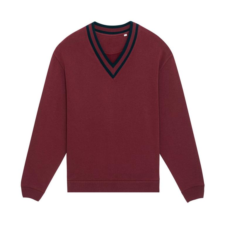 Sloaner unisex oversized v-neck sweatshirt (STSU871) Burgundy