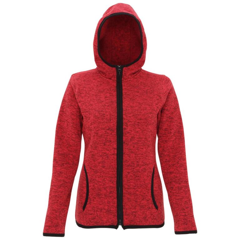 Women's TriDri® melange knit fleece jacket Fire Red/Black Fleck