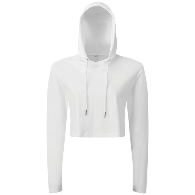 Women's TriDri® cropped hooded long sleeve t-shirt White
