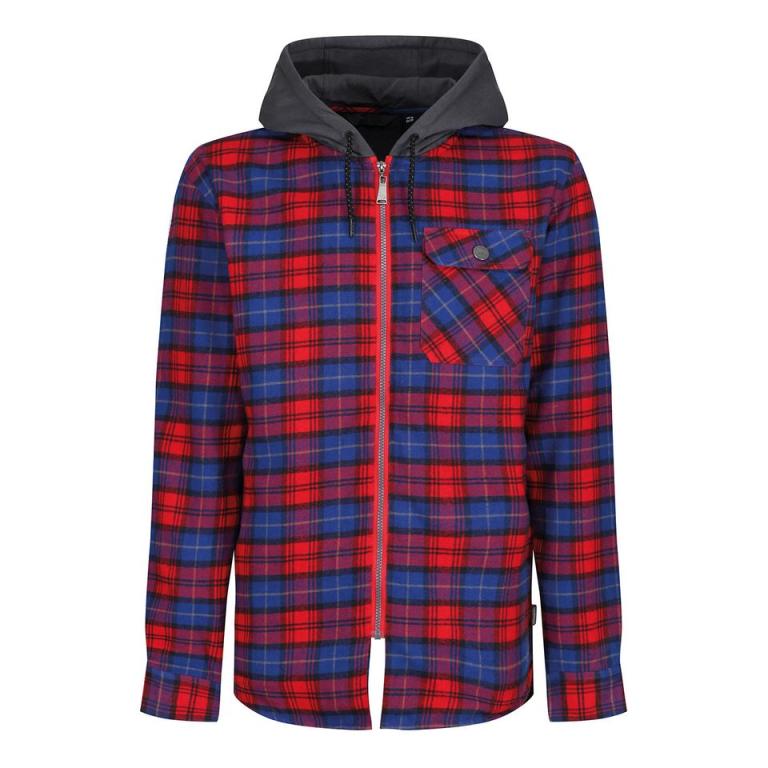 Tactical Siege hooded winter overshirt Classic Red Check
