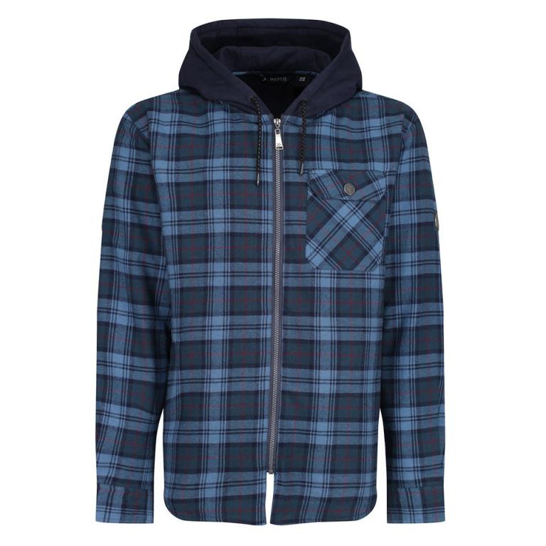 Tactical Siege hooded winter overshirt Navy Check