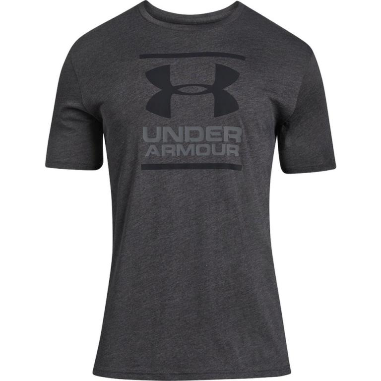UA foundation short sleeve t-shirt Charcoal Medium Heather/Graphite/Black