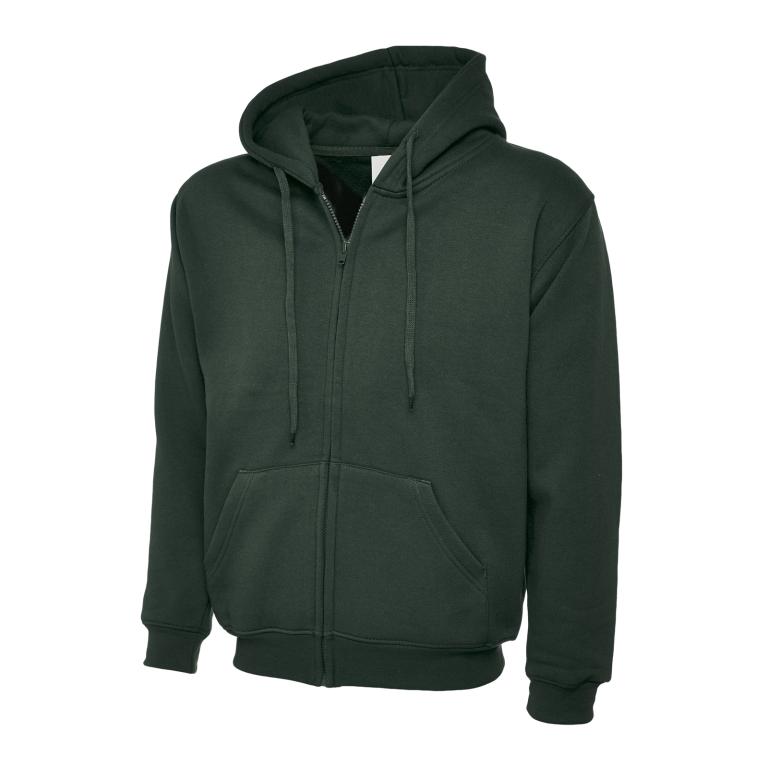 Adults Classic Full Zip Hooded Sweatshirt Bottle Green