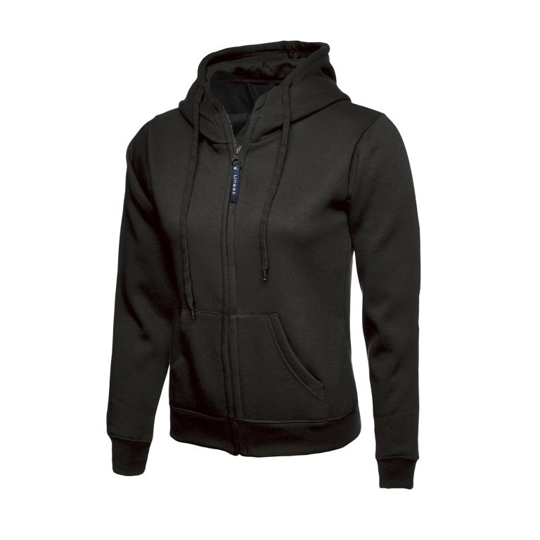 Ladies Classic Full Zip Hooded Sweatshirt Black