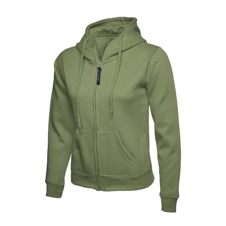 Ladies Classic Full Zip Hooded Sweatshirt Olive