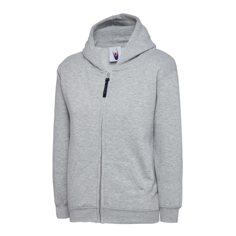 Childrens Classic Full Zip Hooded Sweatshirt Heather Grey