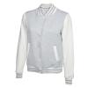 Ladies Varsity Jacket Heather Grey/White