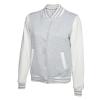 Ladies Varsity Jacket Heather Grey/White