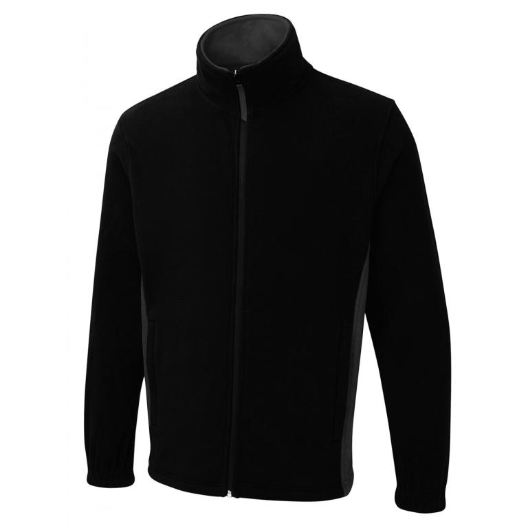Two Tone Full Zip Fleece Jacket Black/Charcoal
