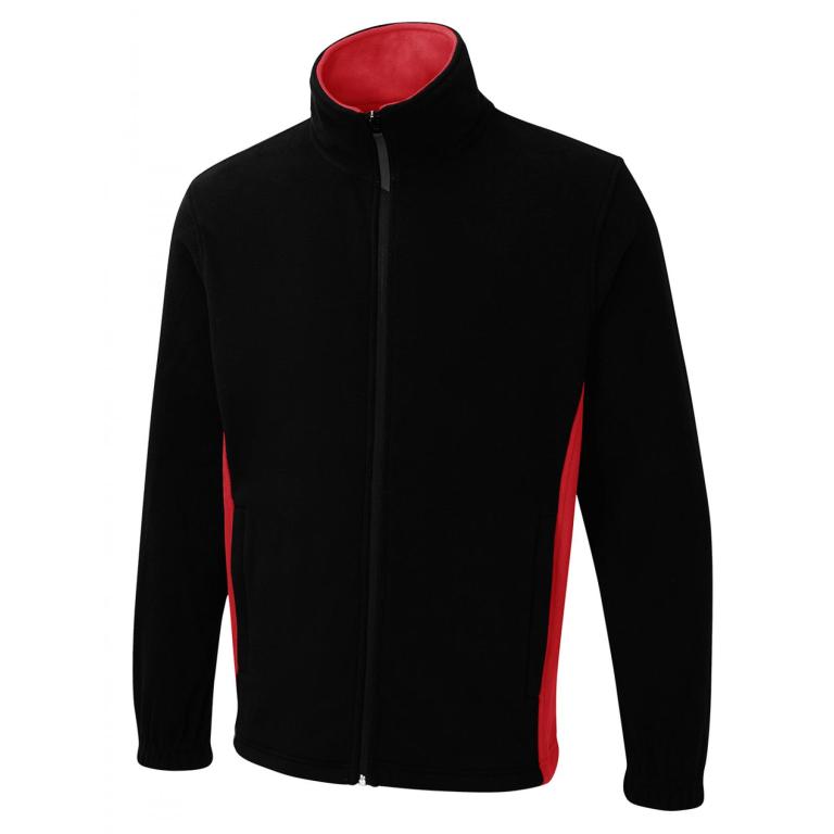Two Tone Full Zip Fleece Jacket Black/Red