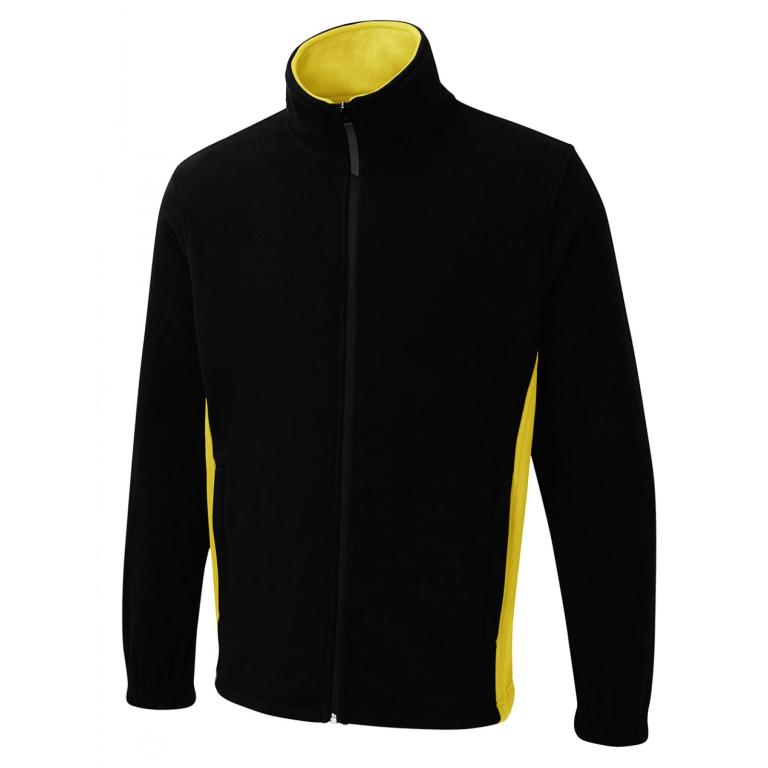 Two Tone Full Zip Fleece Jacket Black/Yellow