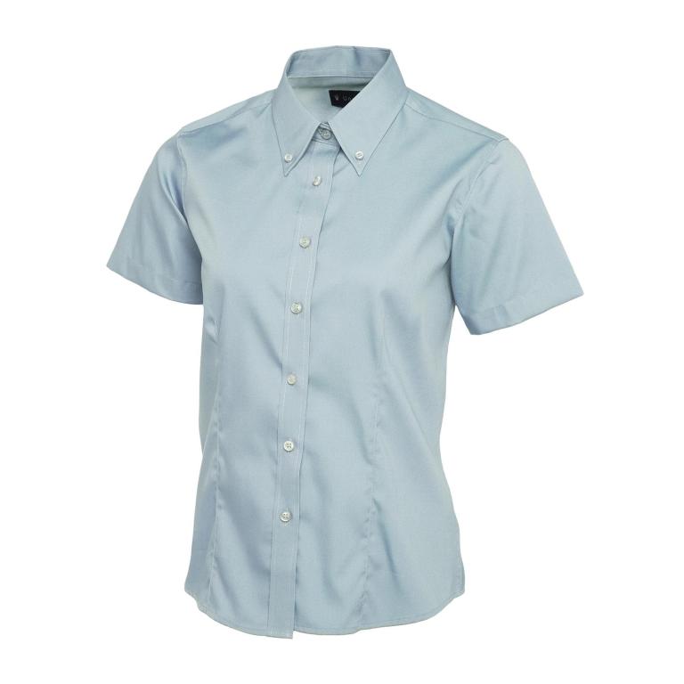 Ladies Pinpoint Oxford Half Sleeve Shirt Light Blue