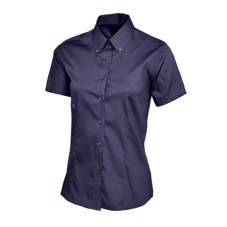 Ladies Pinpoint Oxford Half Sleeve Shirt Navy