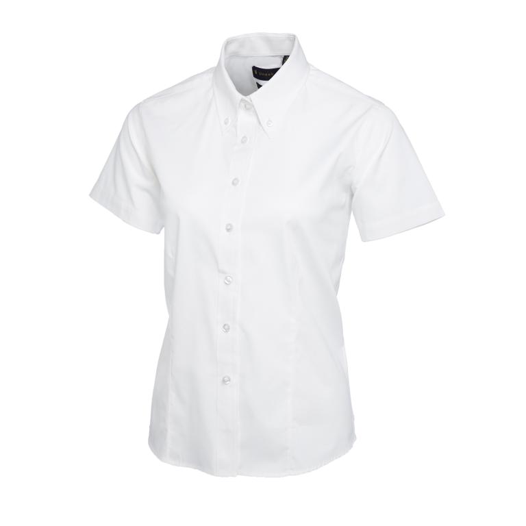 Ladies Pinpoint Oxford Half Sleeve Shirt White