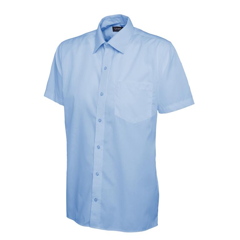 Mens Poplin Half Sleeve Shirt Light Blue