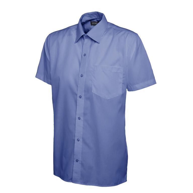 Mens Poplin Half Sleeve Shirt Mid Blue
