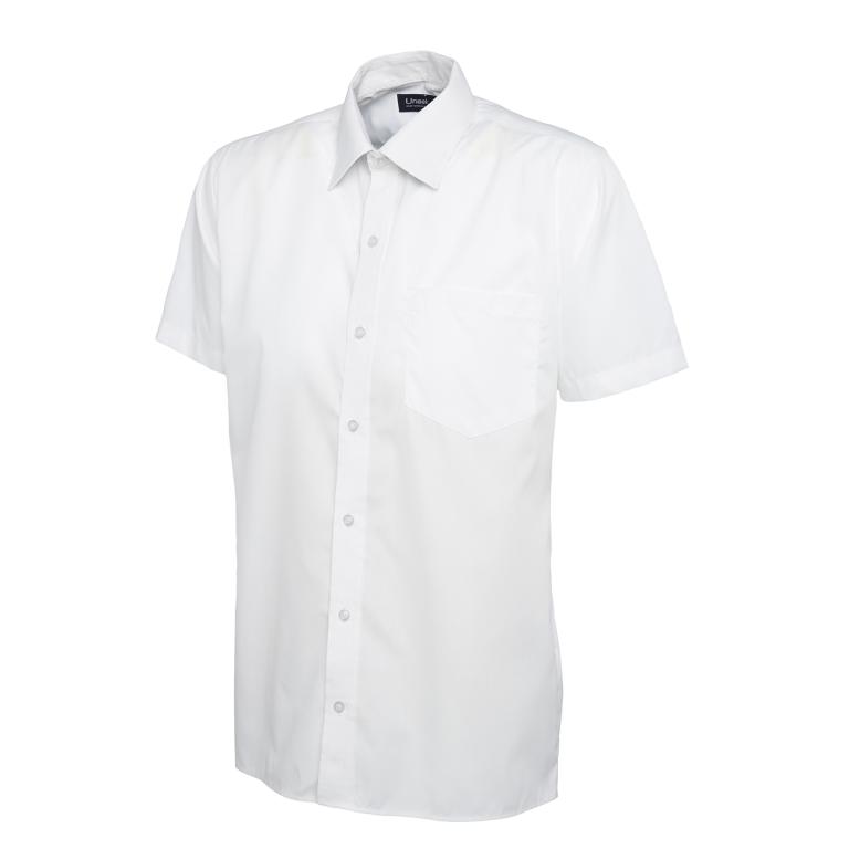Mens Poplin Half Sleeve Shirt White
