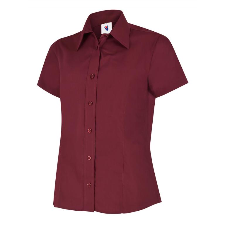 Ladies Poplin Half Sleeve Shirt Burgundy