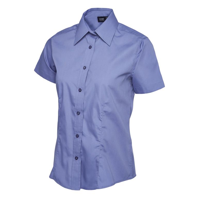 Ladies Poplin Half Sleeve Shirt Mid Blue