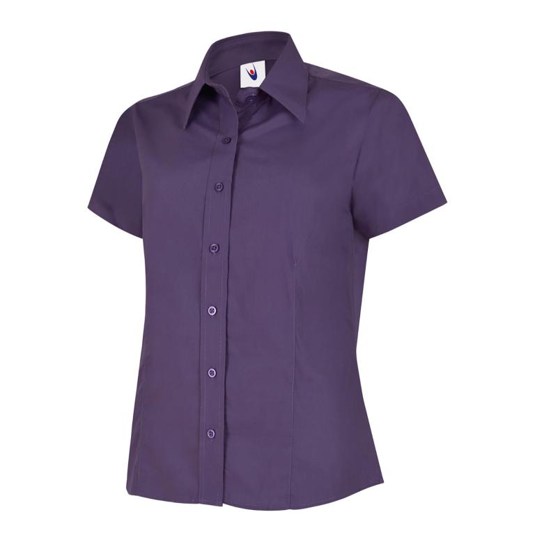 Ladies Poplin Half Sleeve Shirt Purple