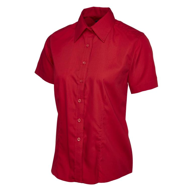 Ladies Poplin Half Sleeve Shirt Red