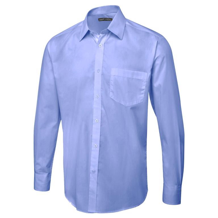 Men's Long Sleeve Poplin Shirt Mid Blue