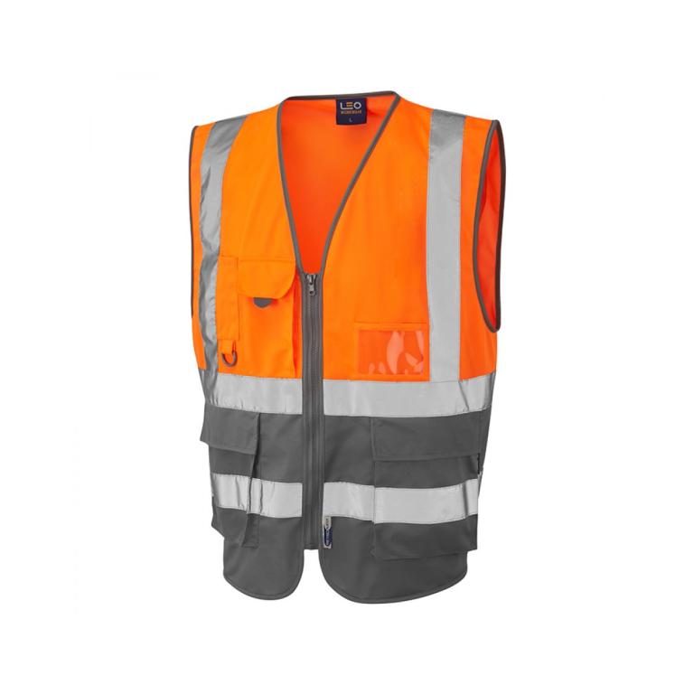 Lynton ISO 20471 Cl 1 Superior Waistcoat Orange/Grey