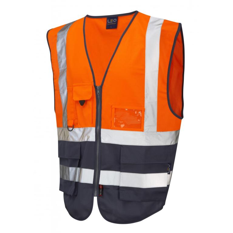 Lynton ISO 20471 Cl 1 Superior Waistcoat Orange/Navy