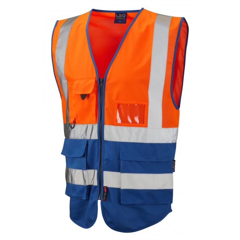 Lynton ISO 20471 Cl 1 Superior Waistcoat Orange/Royal