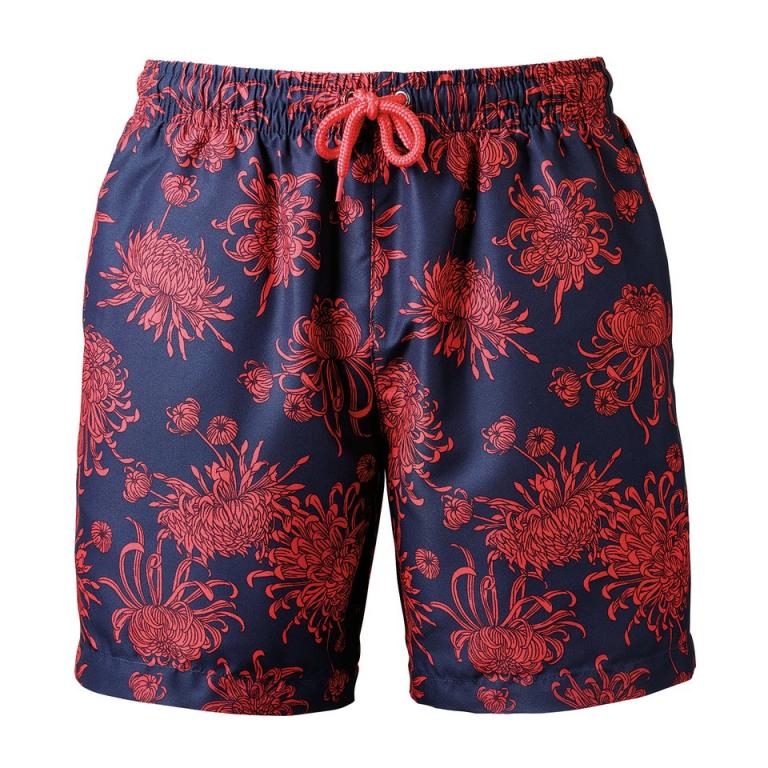 Men's swim shorts Navy/Coral Print