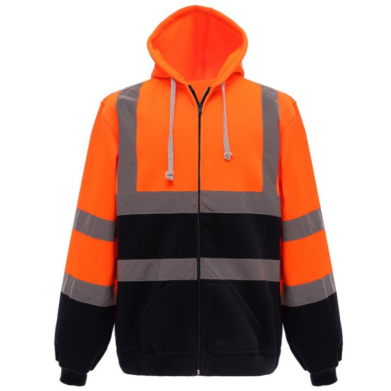 Hi-vis zip hoodie (HVK07) Orange/Navy