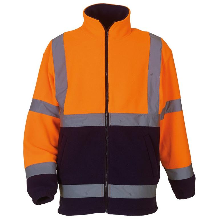 Hi-vis heavyweight fleece jacket (HVK08) Orange/Navy