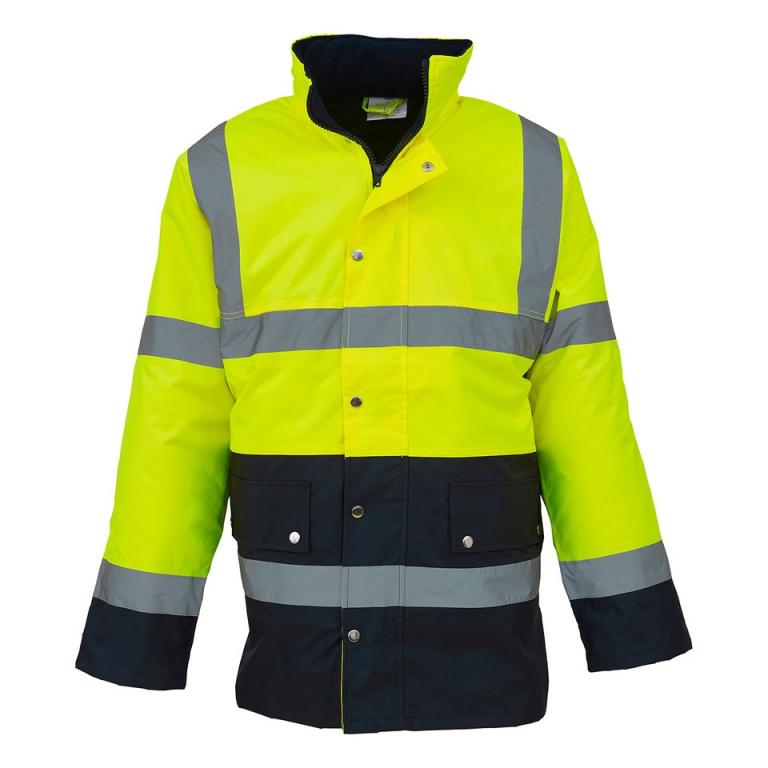 Hi-vis two-tone motorway jacket (HVP302) Yellow/Navy