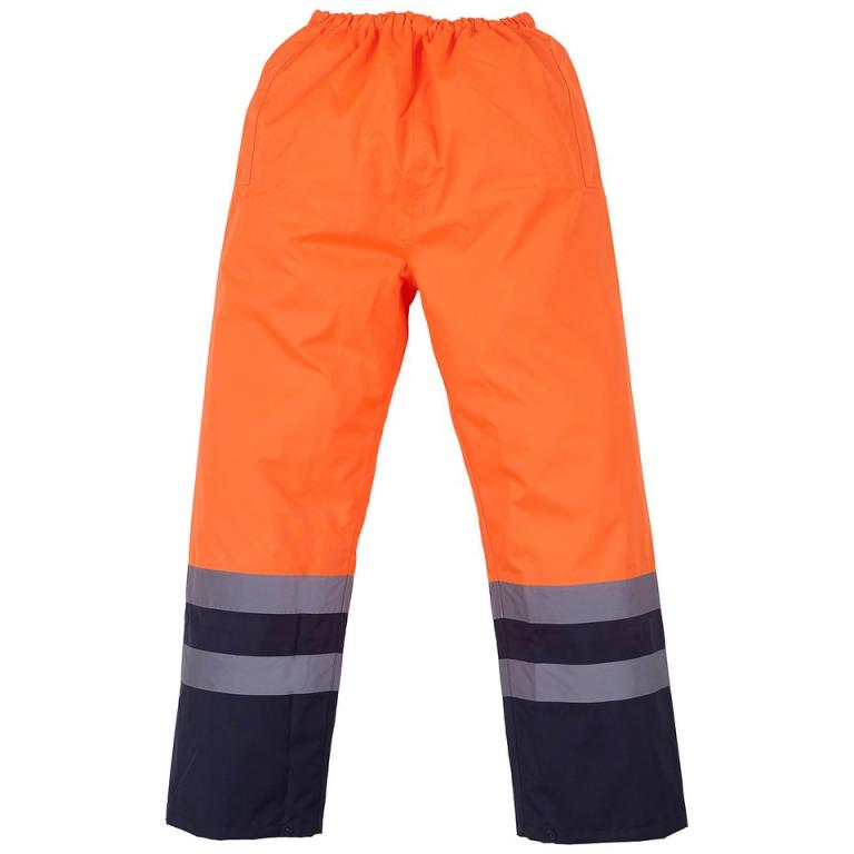 Hi-vis waterproof overtrousers (HVS463) Orange/Navy