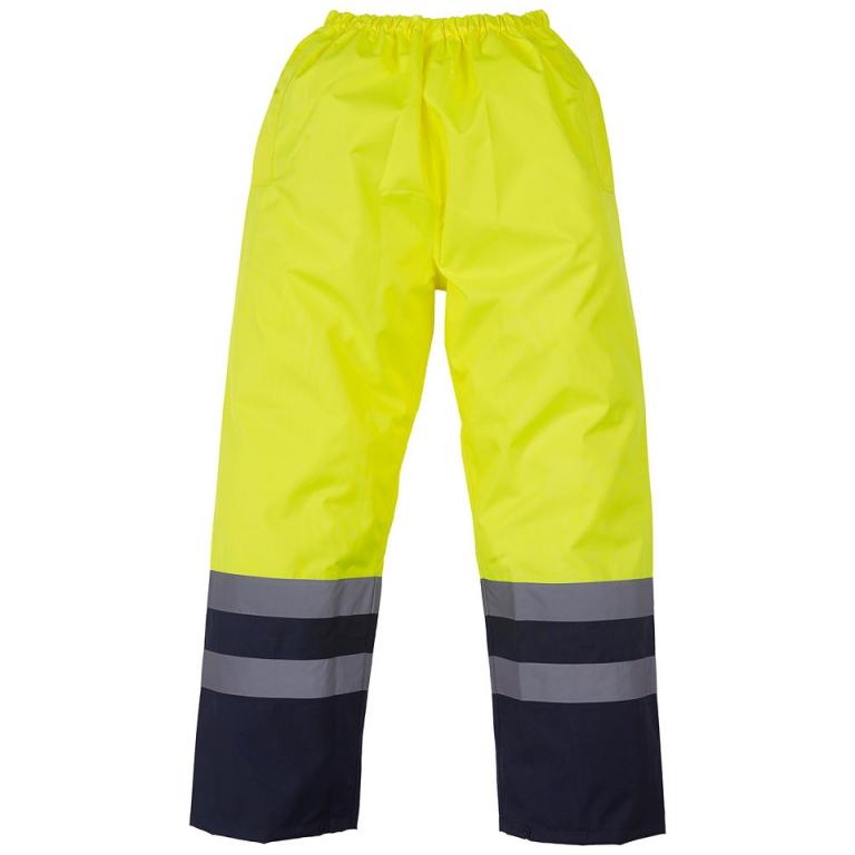 Hi-vis waterproof overtrousers (HVS463) Yellow/Navy