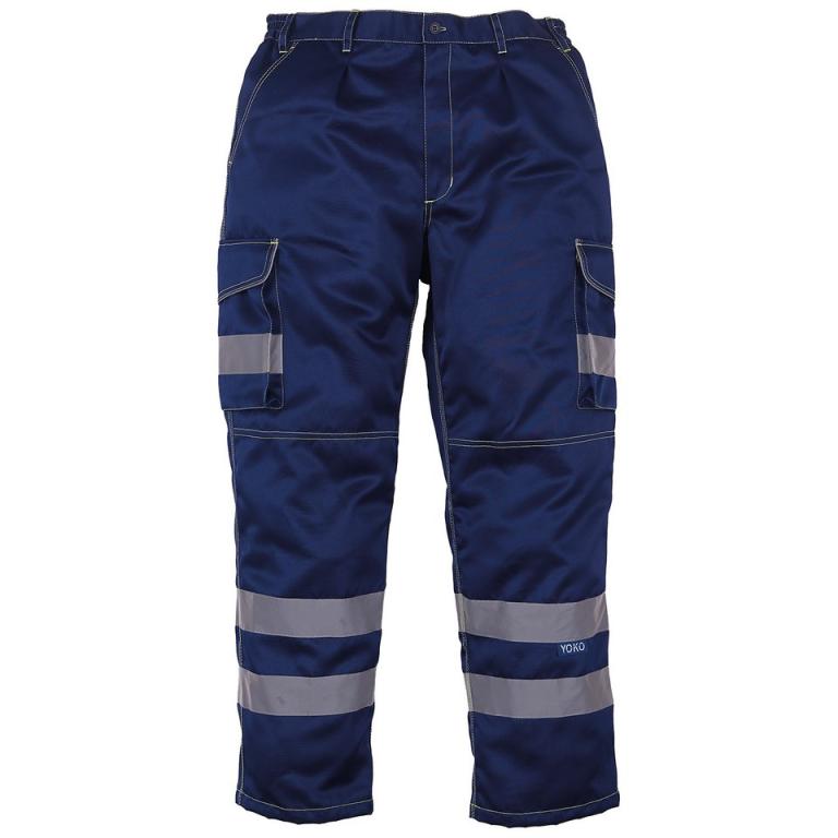 Hi-vis polycotton cargo trousers with kneepad pockets (HV018T/3M) Navy