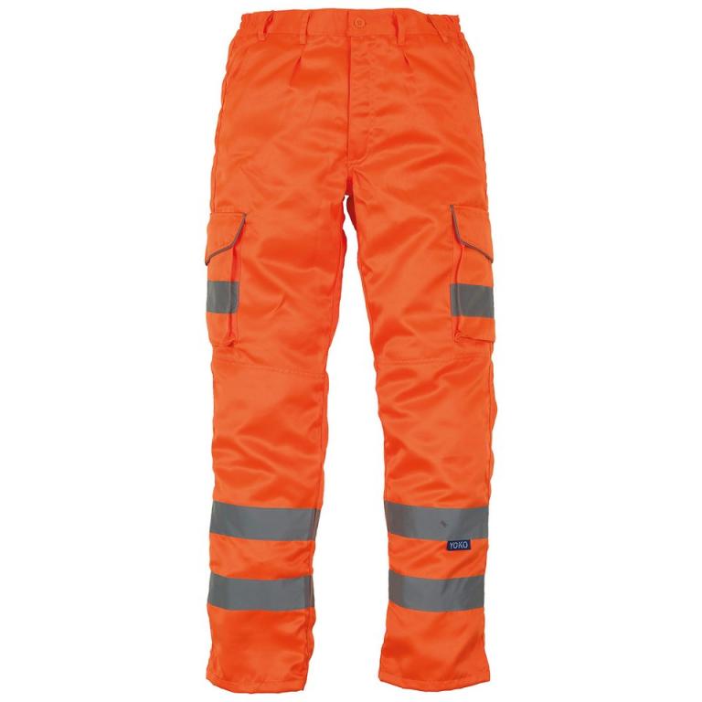 Hi-vis polycotton cargo trousers with kneepad pockets (HV018T/3M) Orange