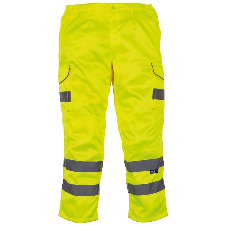 Hi-vis polycotton cargo trousers with kneepad pockets (HV018T/3M) Yellow