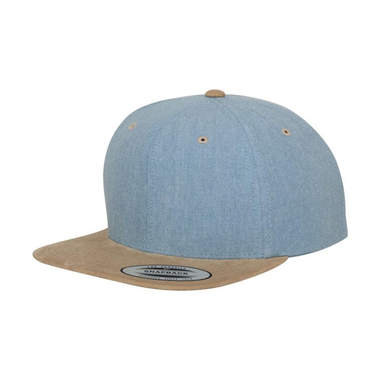 Chambray-suede snapback (6089CH) Blue/Beige