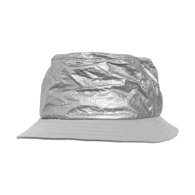 Crinkled paper bucket hat (5003CP) Silver