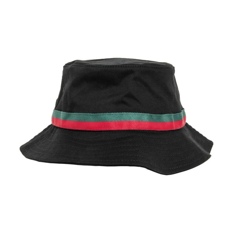 Stripe bucket hat (5003S) Black/Fire Red/Green
