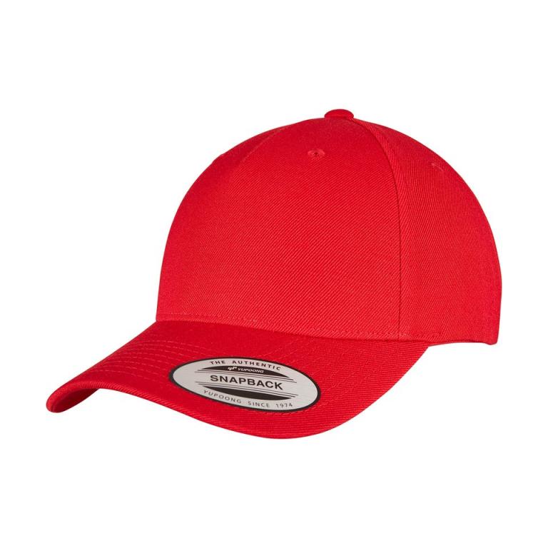 YP classics 5-panel premium curved visor snapback cap (5789M) Red